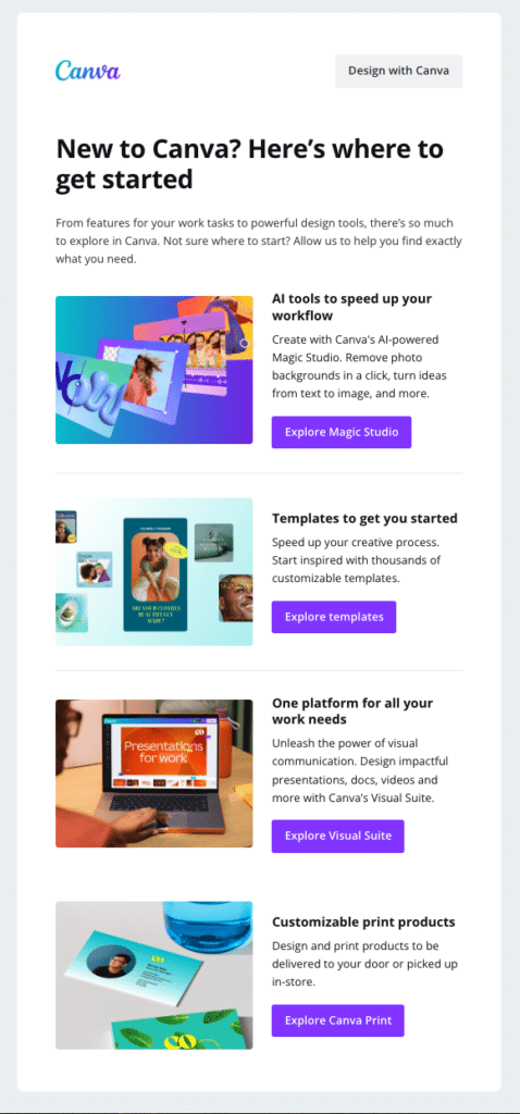 Onboarding email: Canva